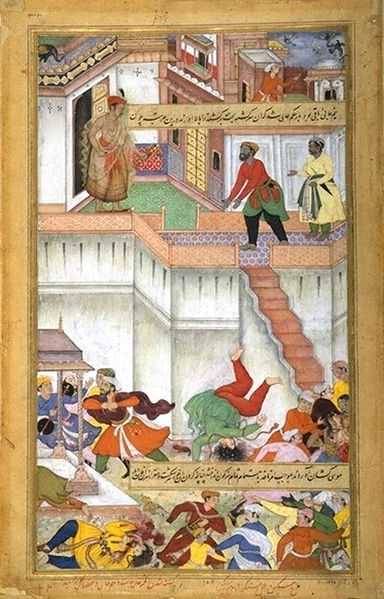 Akbar läßt Adham Khân bestrafen (Akbar-nâme).